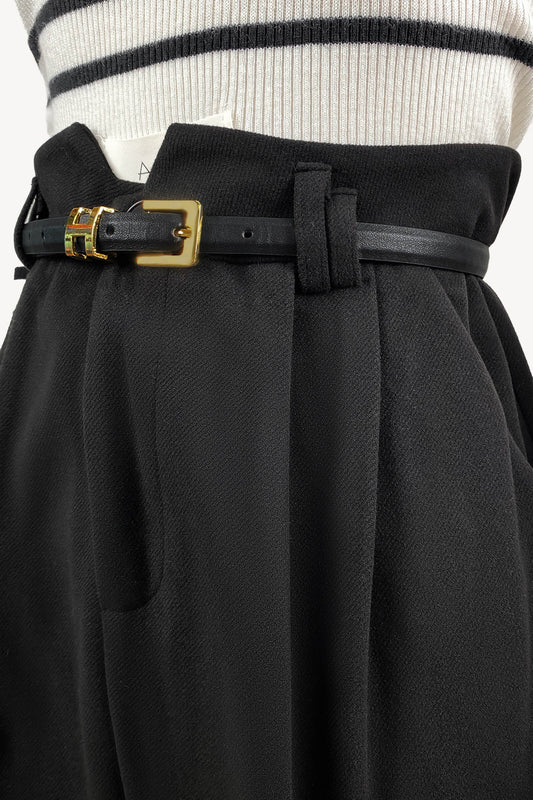 Black Belted Tapered Work Pants
