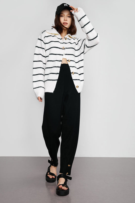 Darell White Pinstrip Cardigan