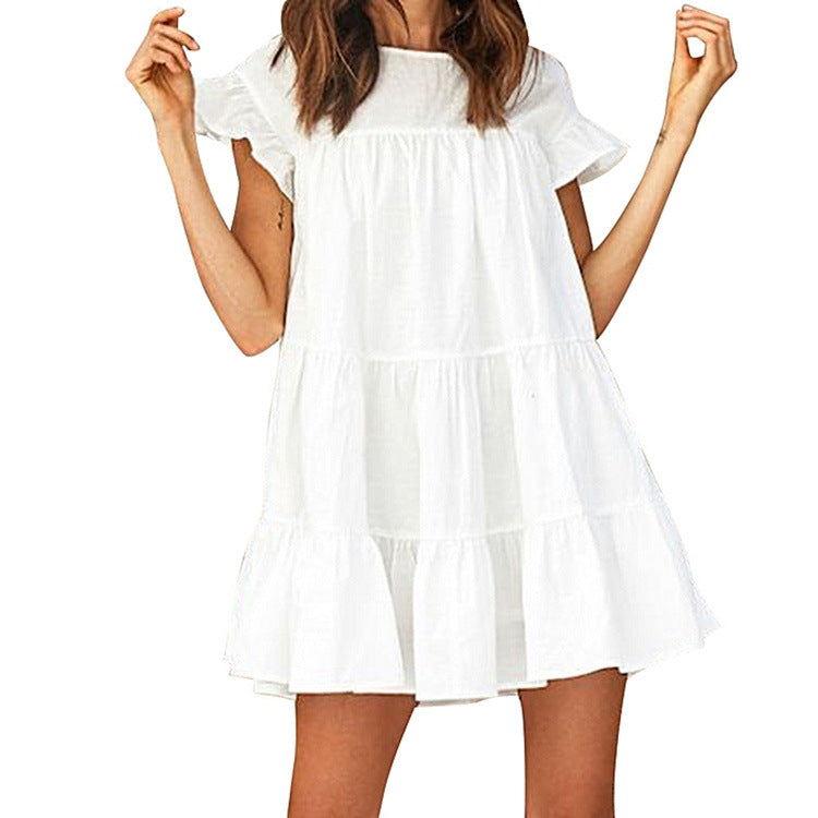 Solange Tiered Swiss Dot Lace Dress Off White
