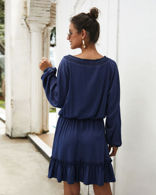 Marta Ruffle Tiered Dress Navy
