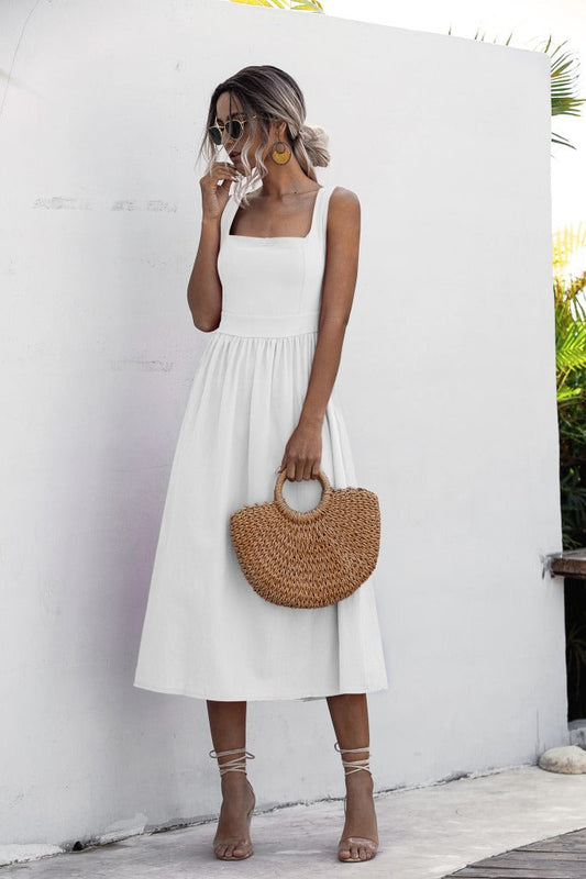 Teagan Cotton Tiered Babydoll Dress Off White