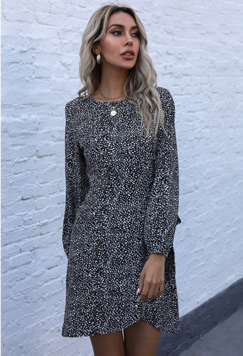 Keeper Printed Tie Dress Black