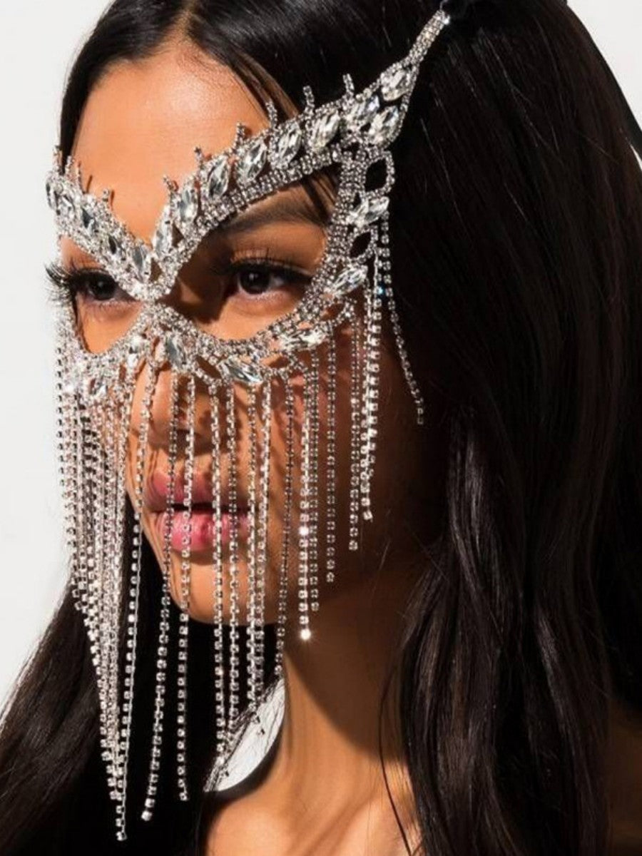 Party Patchwork Rhinestone Face Mask