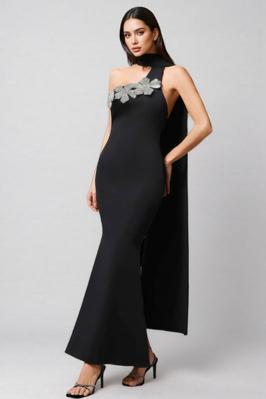Ridia Sleeveless Black Maxi Dress