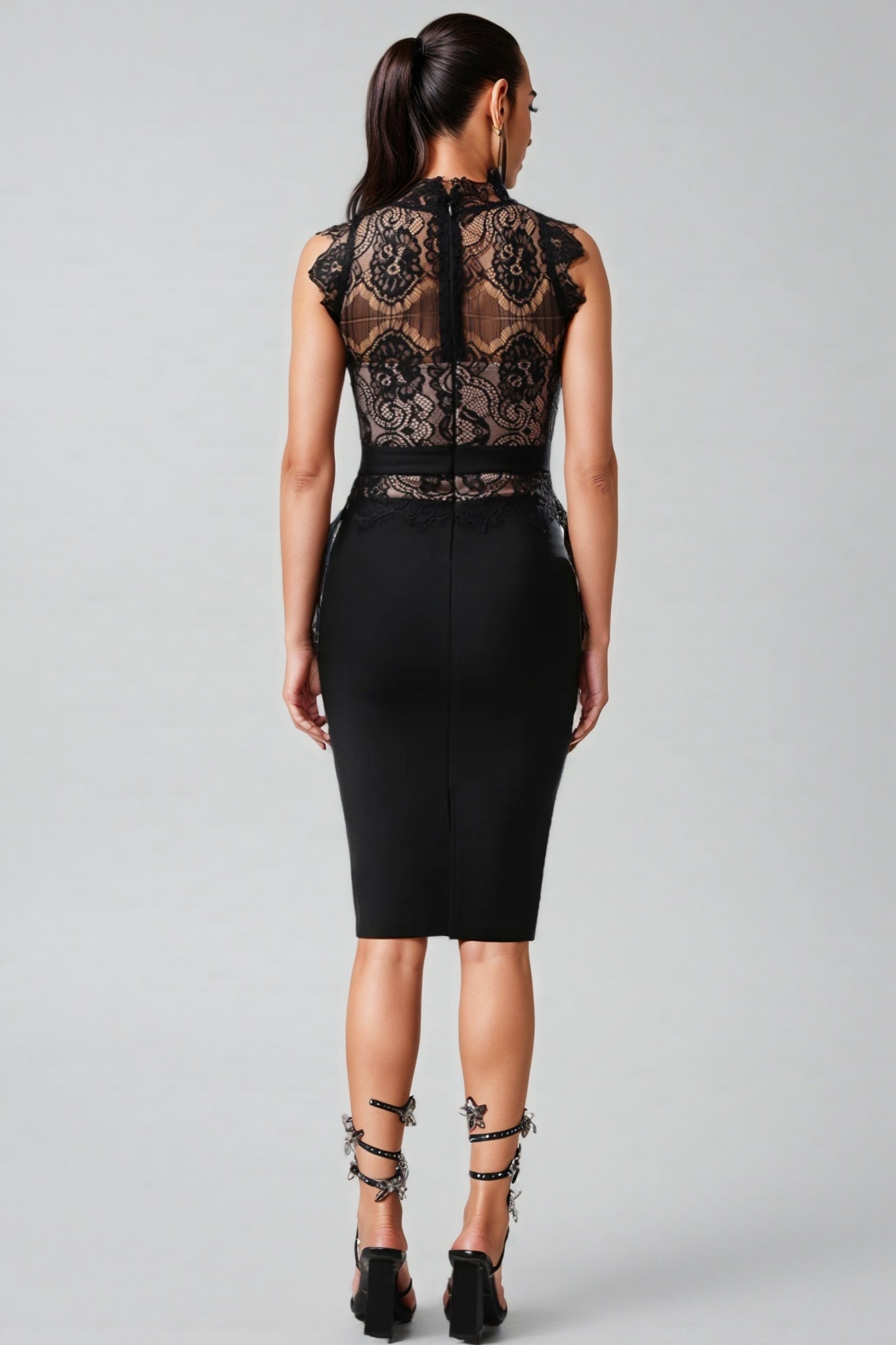 Vanessa Sleeveless Lace Bandage Midi Dress