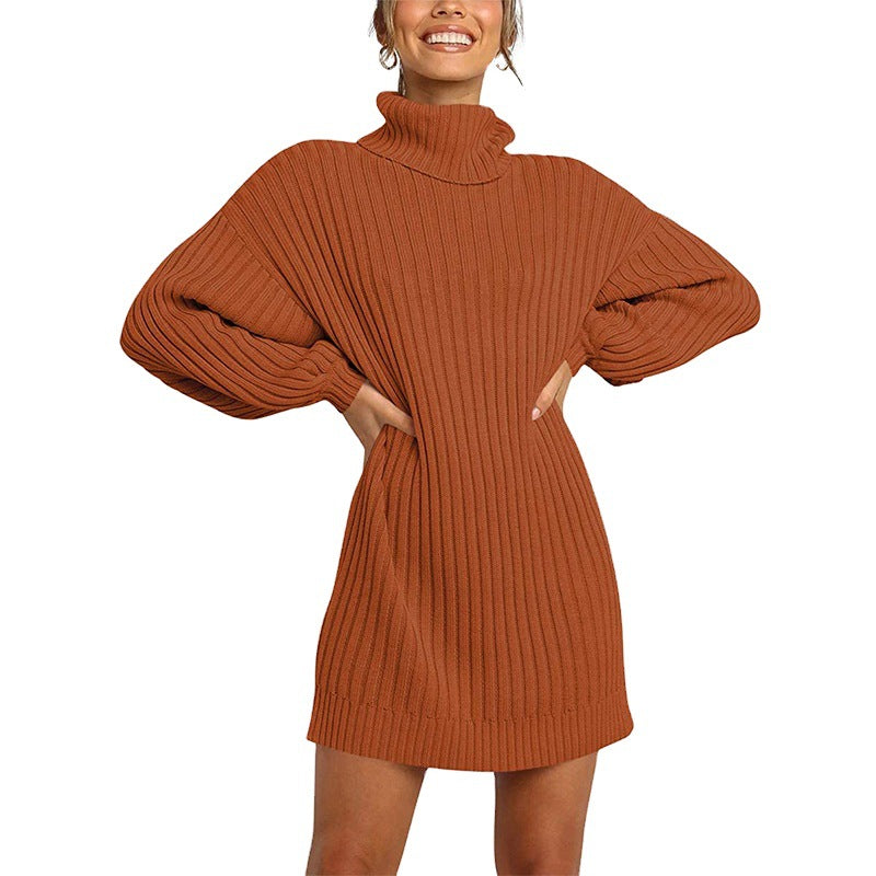 Frozen Heart Turtleneck Sweater Dress Clay