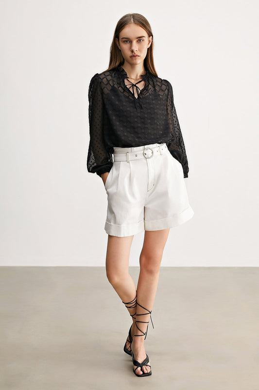 Black Check Mate Blouse