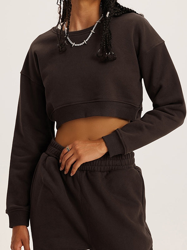 Solid Color Crop Short Sweatshirt