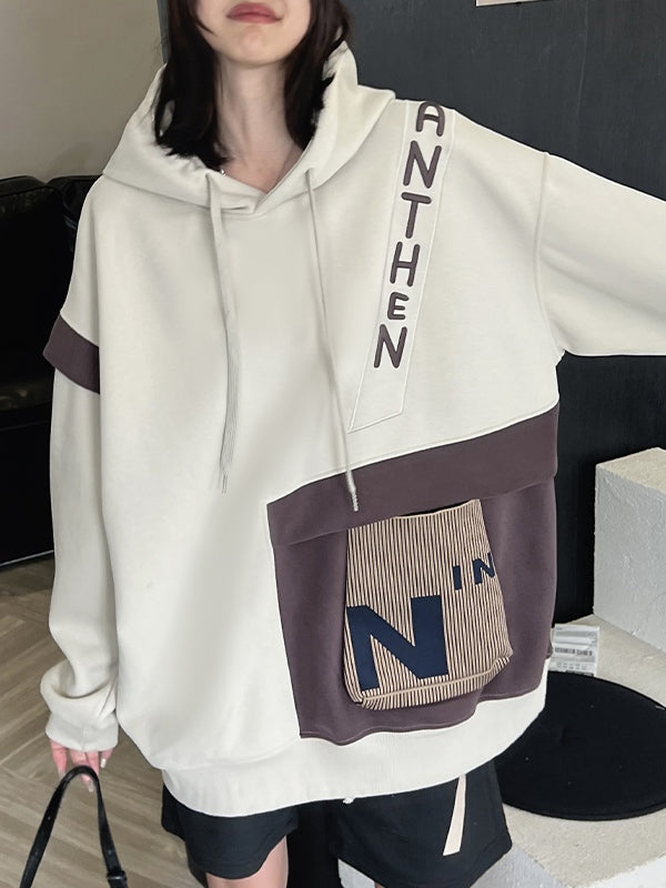 Irregular Splice Design Oversized Hoodie