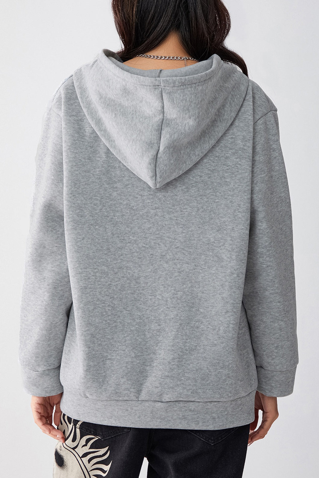 Graphic Print Zipper Hoodie