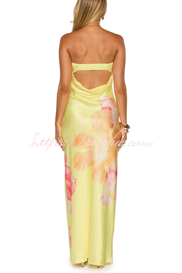 Floral Print Sleeveless Off-Shoulder Elegant Vacation Maxi Dress