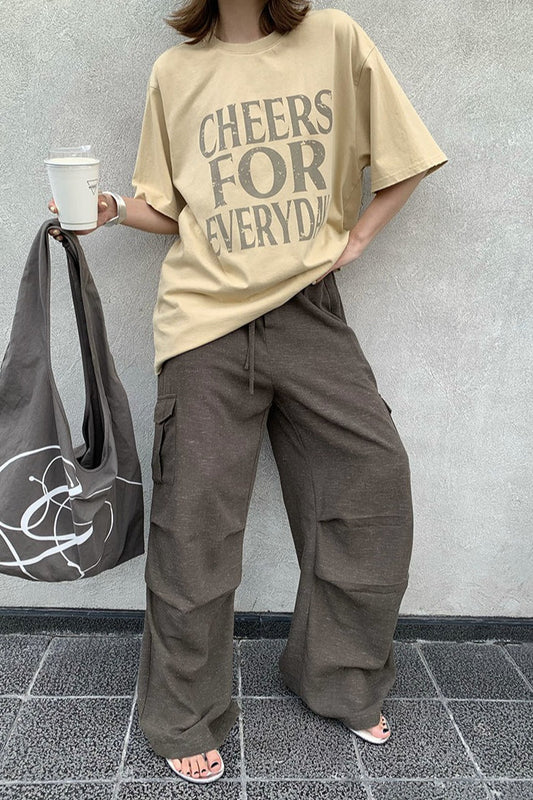 Cotton Oversized Letter Print T-Shirt