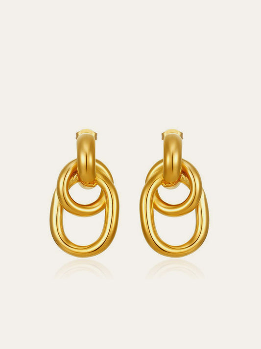 Gold-Tone Interlocking Hoop Earrings