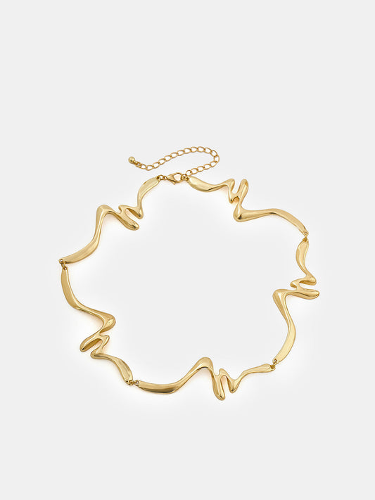 Geometric Wave Statement Choker Necklace