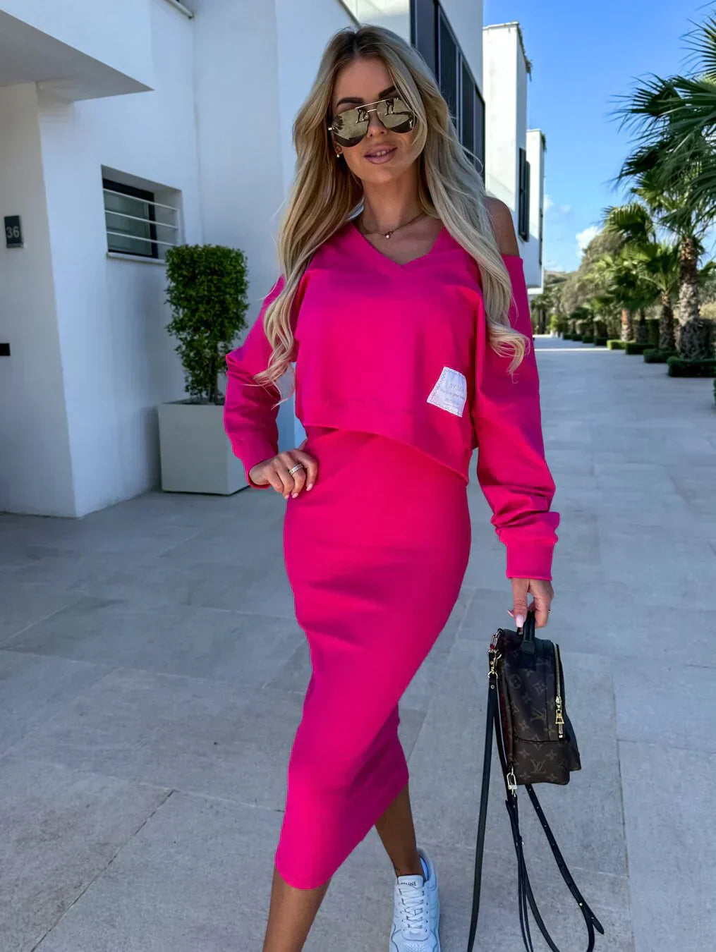 Francisca Statement Casual Sweatshirt Dress Set Elevated Occasion Wear