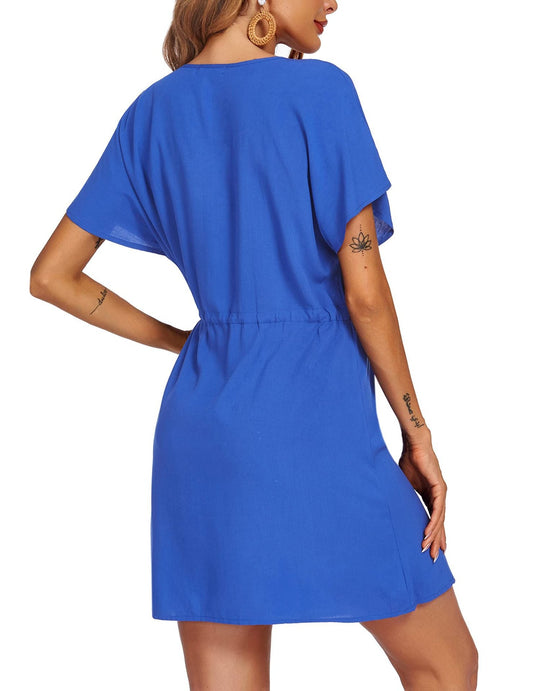 Chante Satin Drape Dress Cobalt Blue FINAL