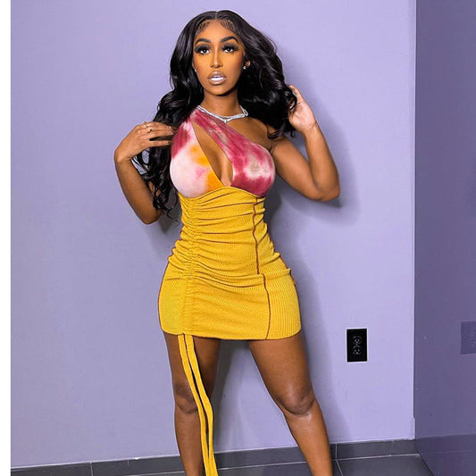 Zulema Chic Women's Asymmetrical Mini Dress with Colorful Gradient and Ruffles Elevated Occasion Wear