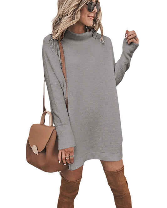 Marcelle Mock Neck Knit Dress Light Mocha
