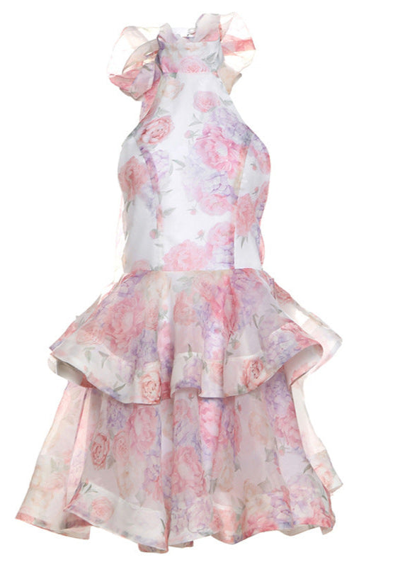 Blush Harmony LayeRed Floral Halter Dress