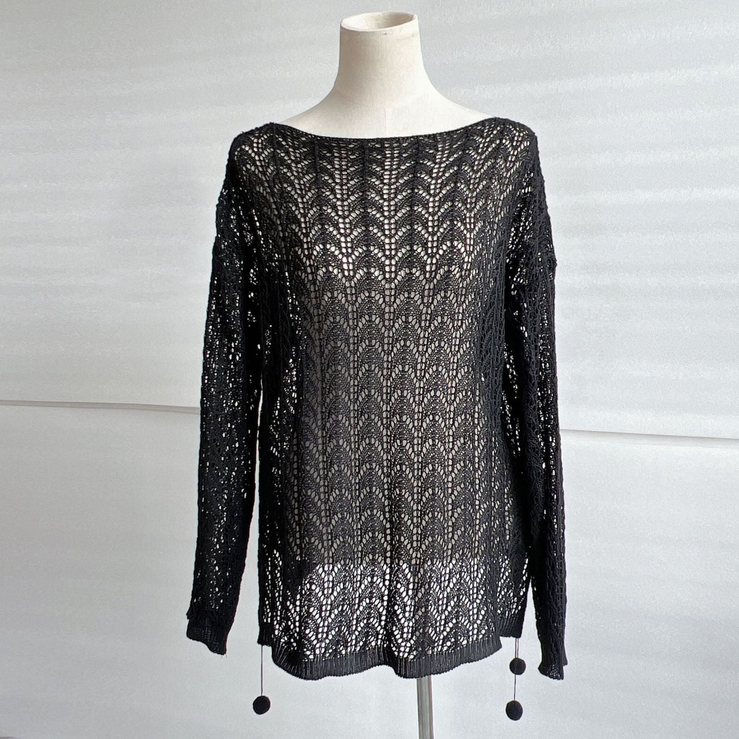 Temecula Sheer Crochet Dress Black