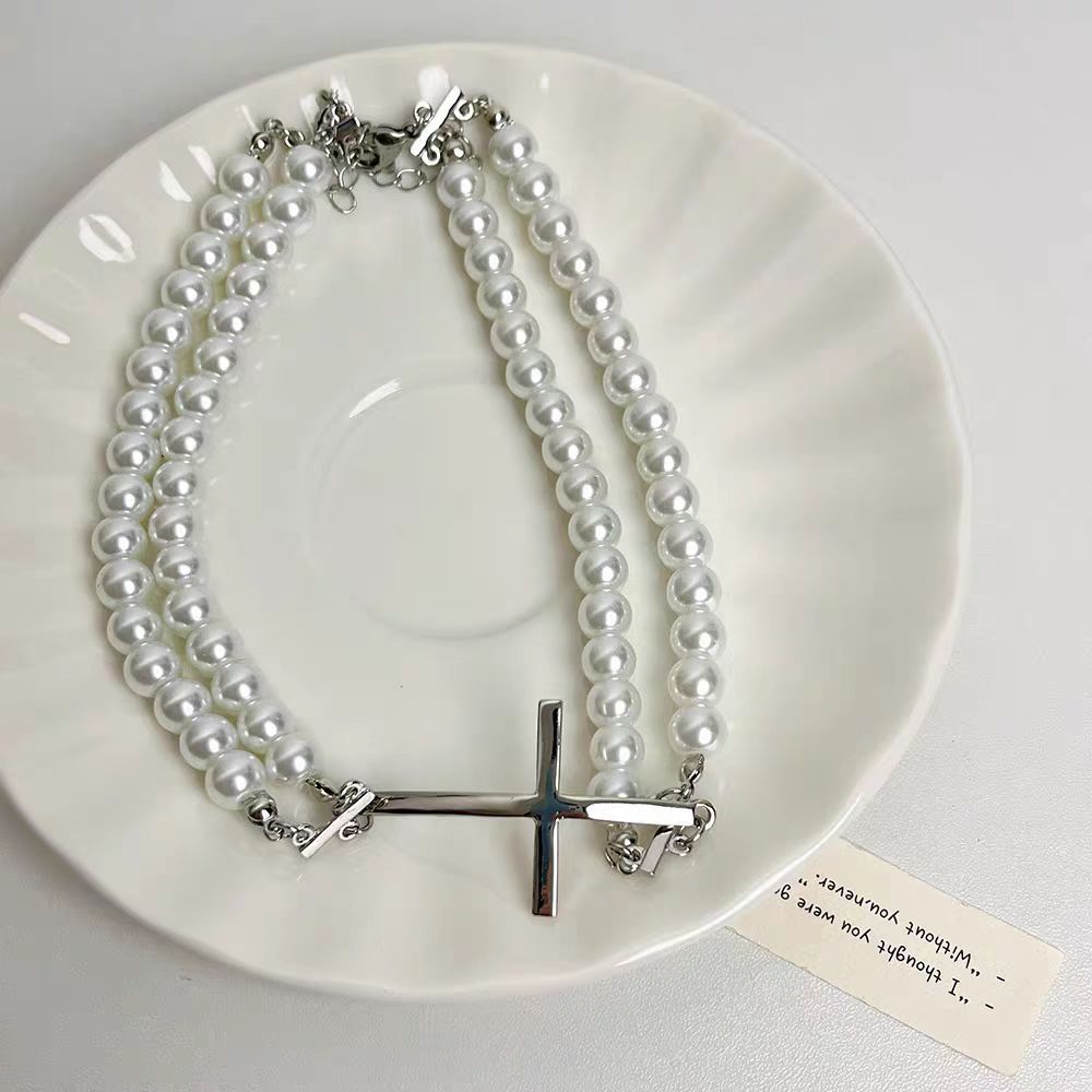 Double Layer Pearl Choker Highend Sweet Cool Necklace