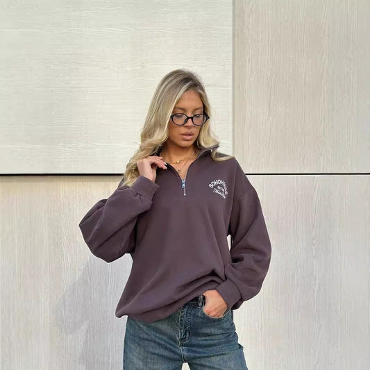 Casual Stylish Half-zip Oversize Sweatshirt