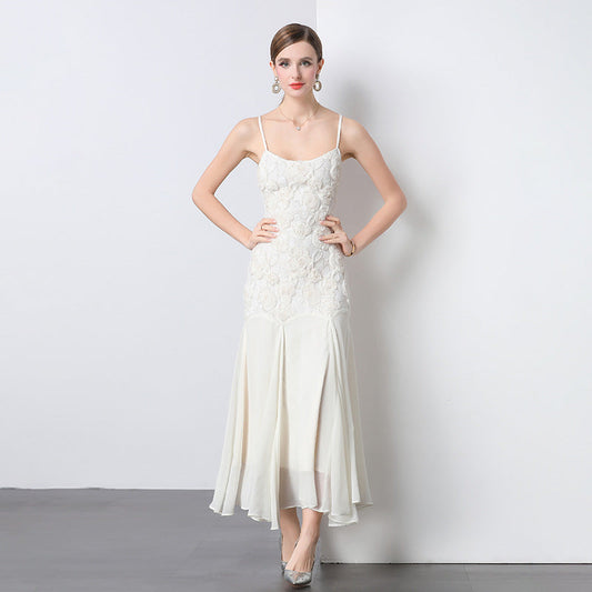 Marta Boutique Women's Evening Dress with Lace Top and Flowing Skirt Statement Occasion Edit