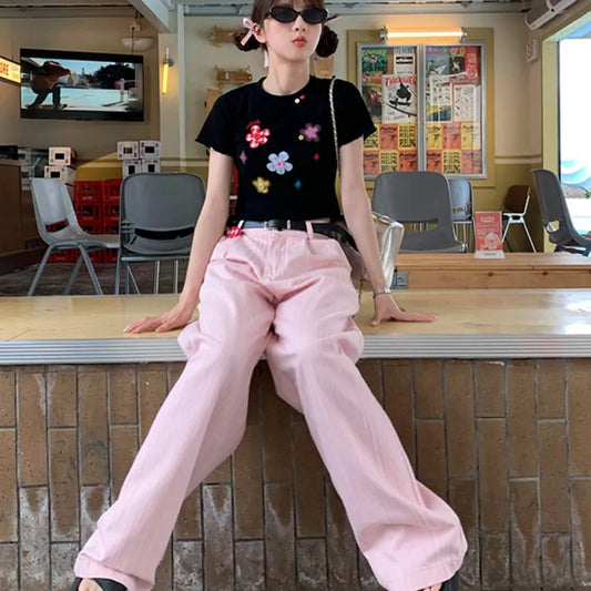 Autumn Ladies Fashionable Straight Wide Leg Sweatpants