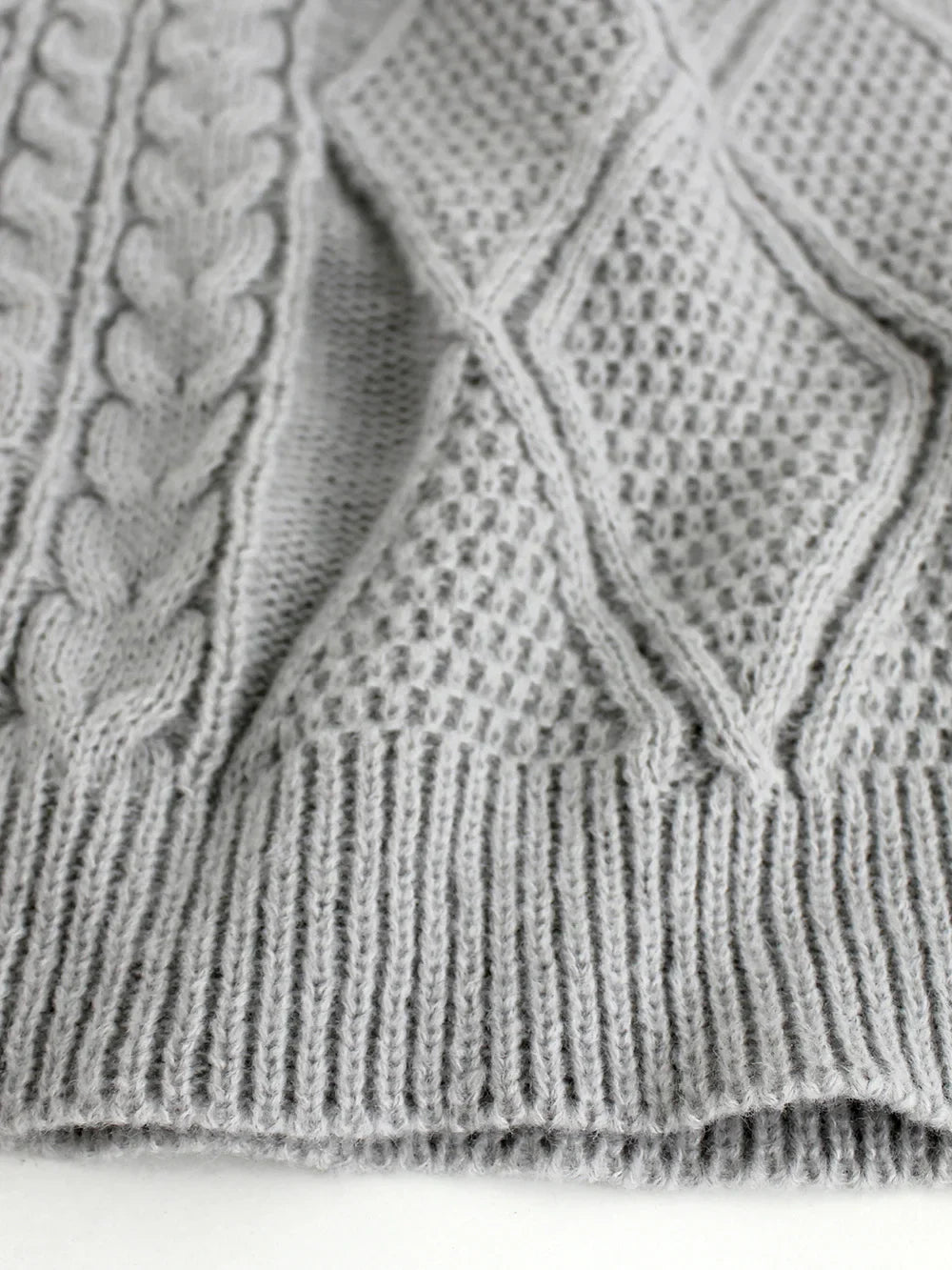 Long Round Collar Pullover Short Twist Solid Winter Sweater
