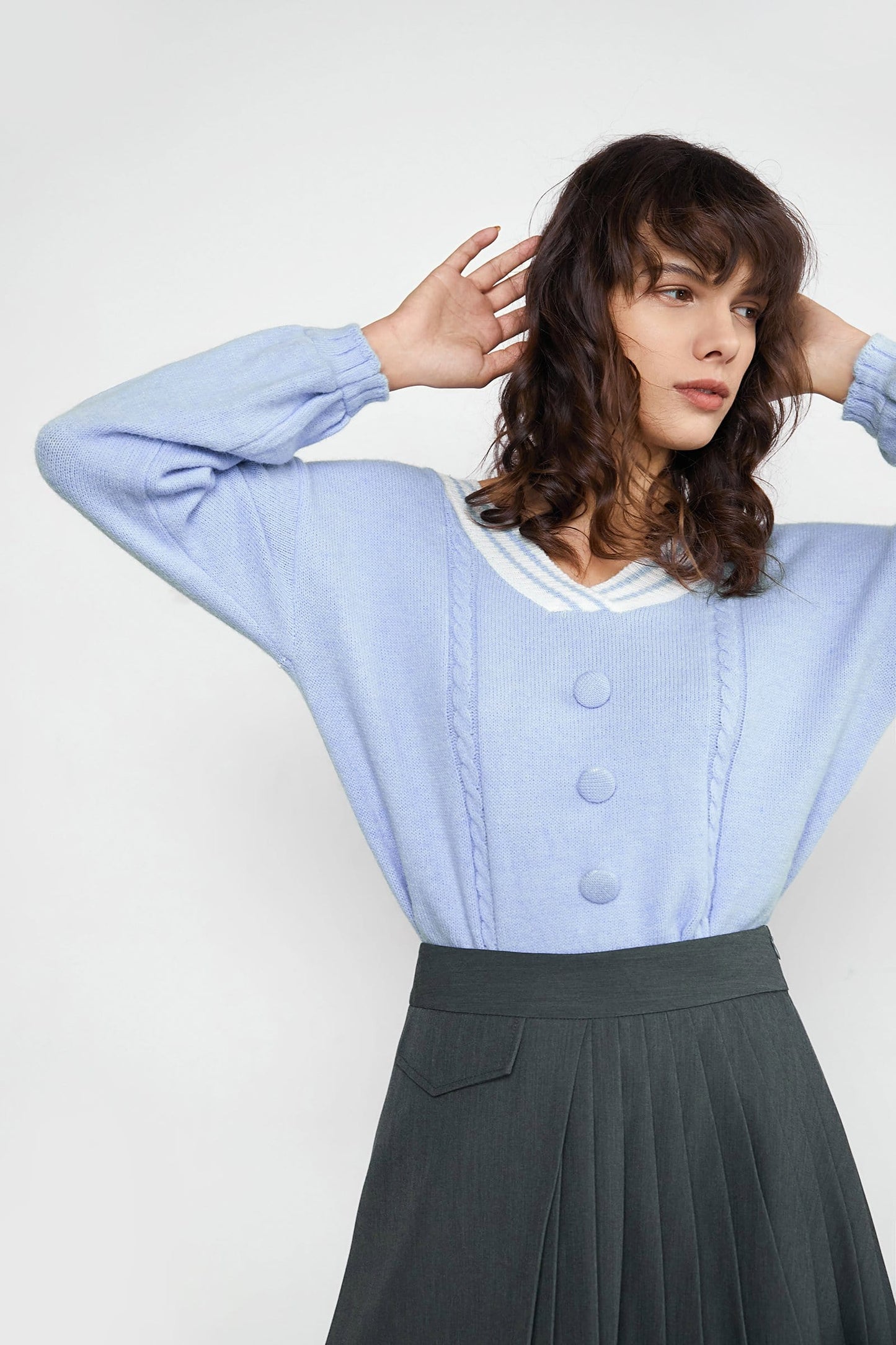 Jaquan Cornflower Blue V-Neck Sweater