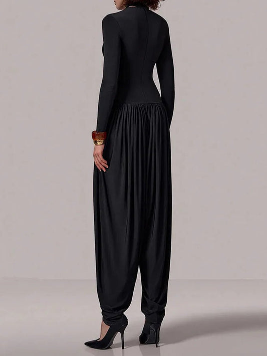 Alina Draped Turtleneck Jumpsuit