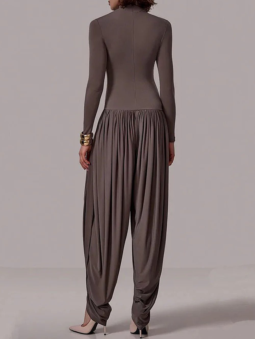 Alina Draped Turtleneck Jumpsuit