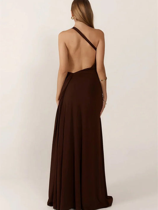 Athena One Shoulder Backless Maxi Dress