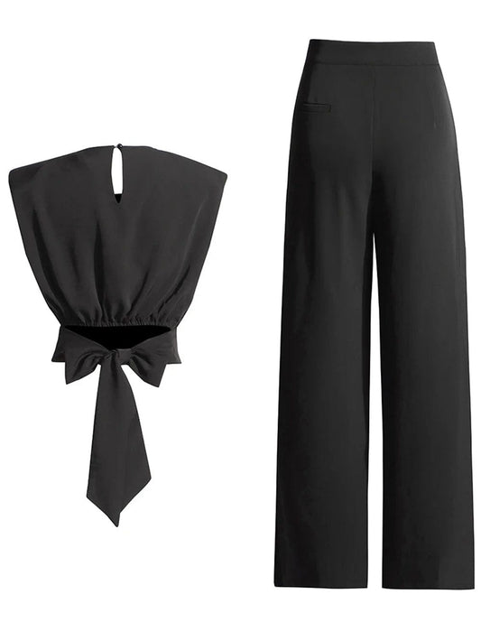 Avril Sleeveless Wide Leg Pant Chic Set