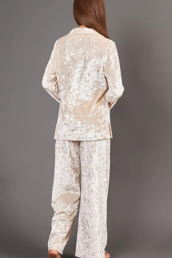 Velvet Home Service Long -sleeved Trousers Two -piece Suit