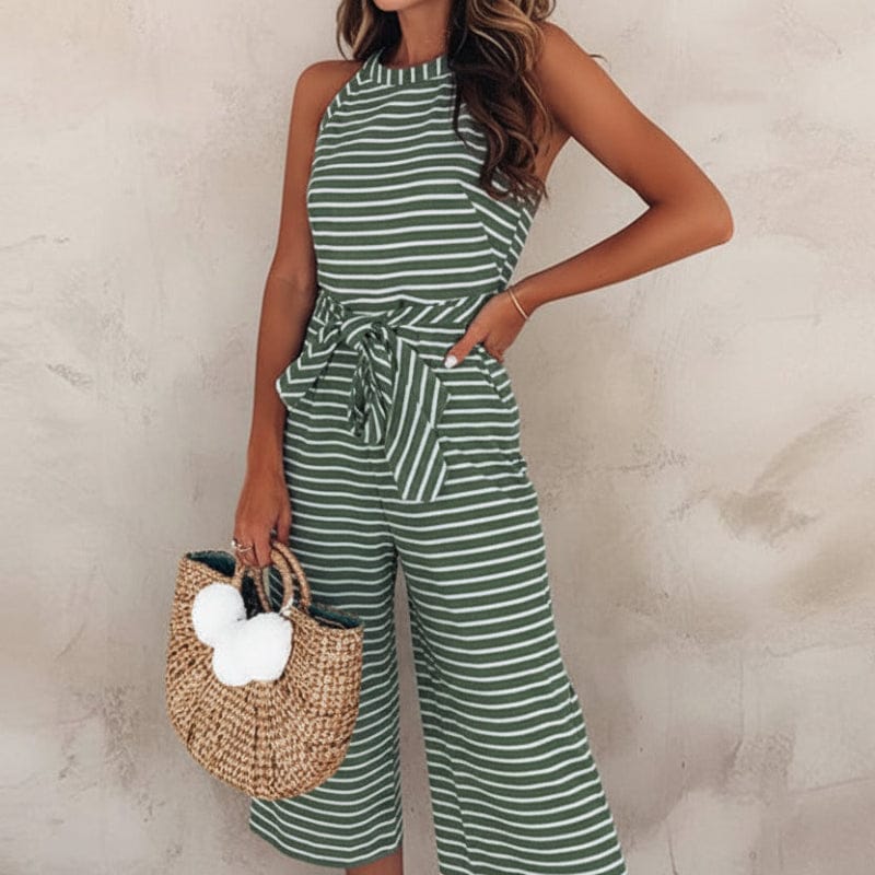 Boho Striped Sleeveless Rompers