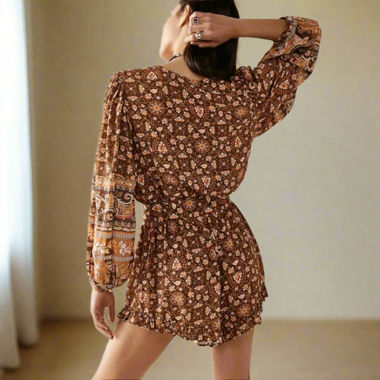 Boho Floral Mini Romper