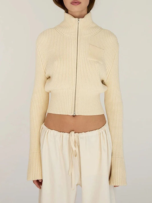 Claire Zip Turtleneck Knit Cardigan