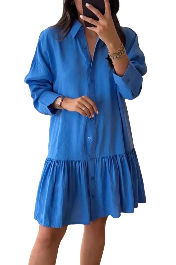 Women's Fashion Loose Button Down Shirt Dress