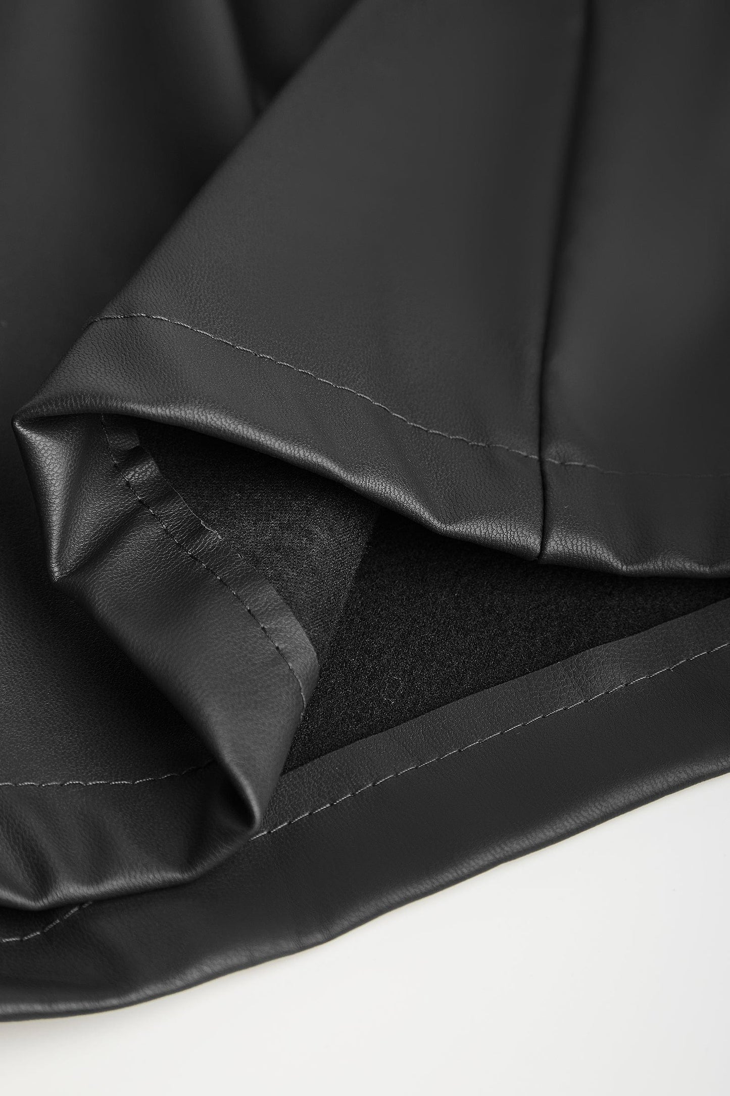 Black Vegan Leather Pleat Detail High Rise Shorts