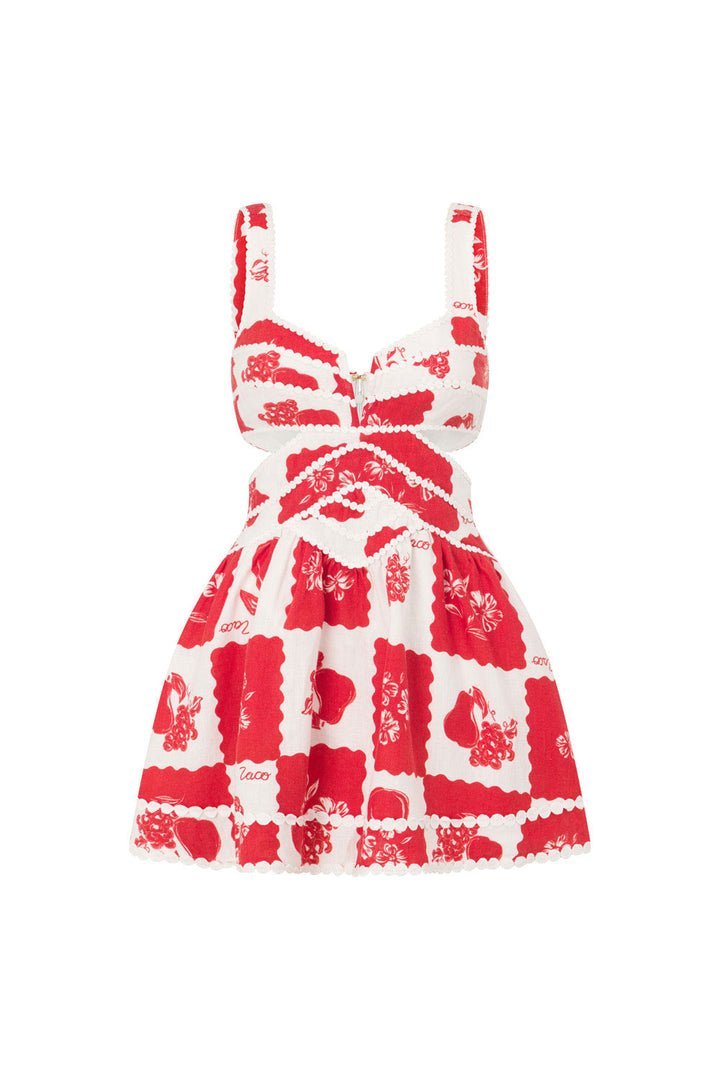 Zoraida Aesthetic Printed Mini Dress with Cut Outs Elevated Occasion Wear