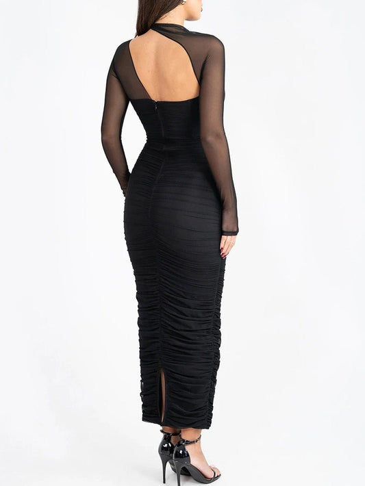 Sienna Mesh Ruched Maxi Dress