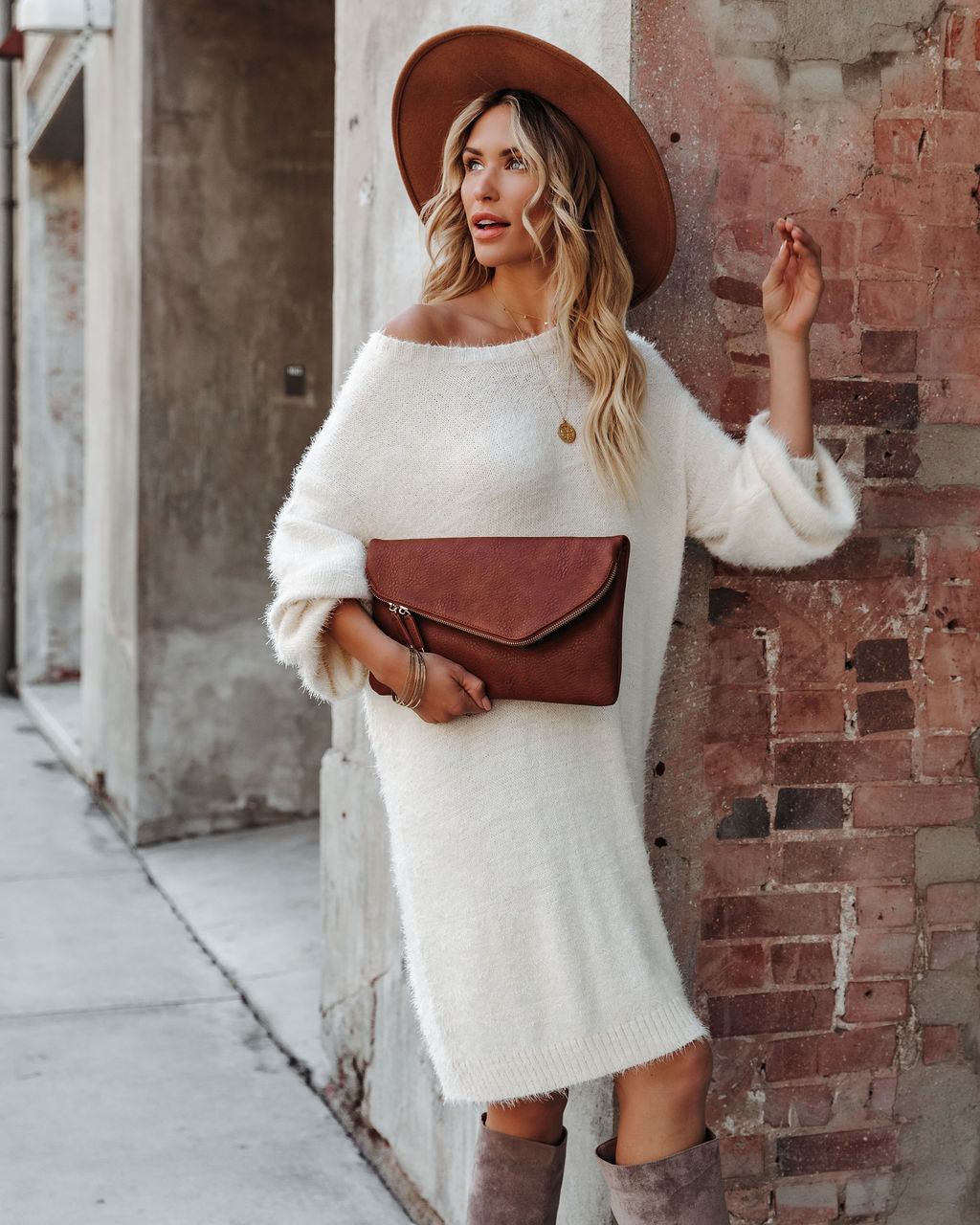 So In Love Knit Sweater Dress Ivory FINAL
