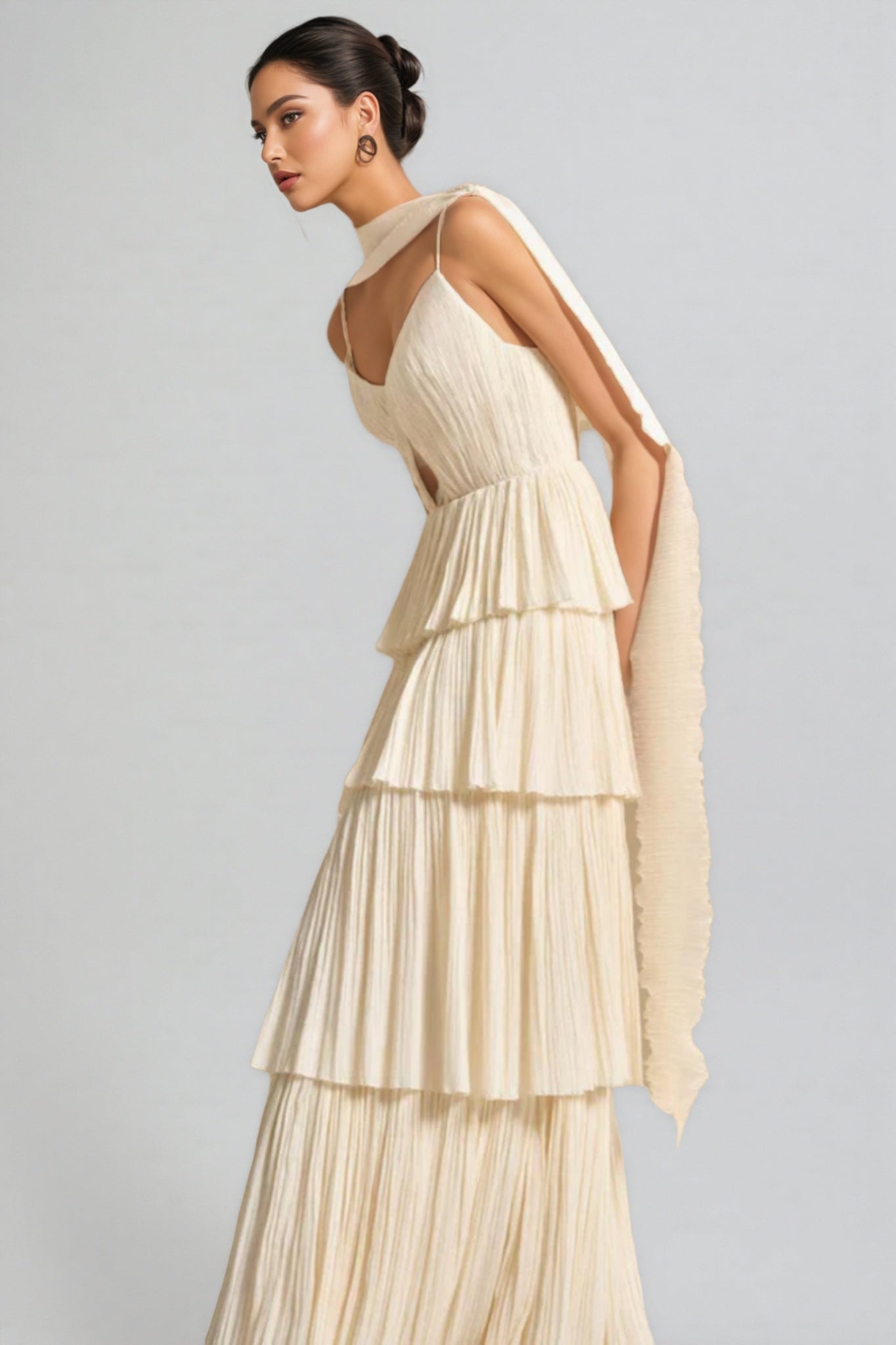 Ulwed Openwork Pleated Maxi Dress