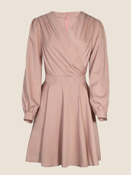 V neck Solid Elegant Dress