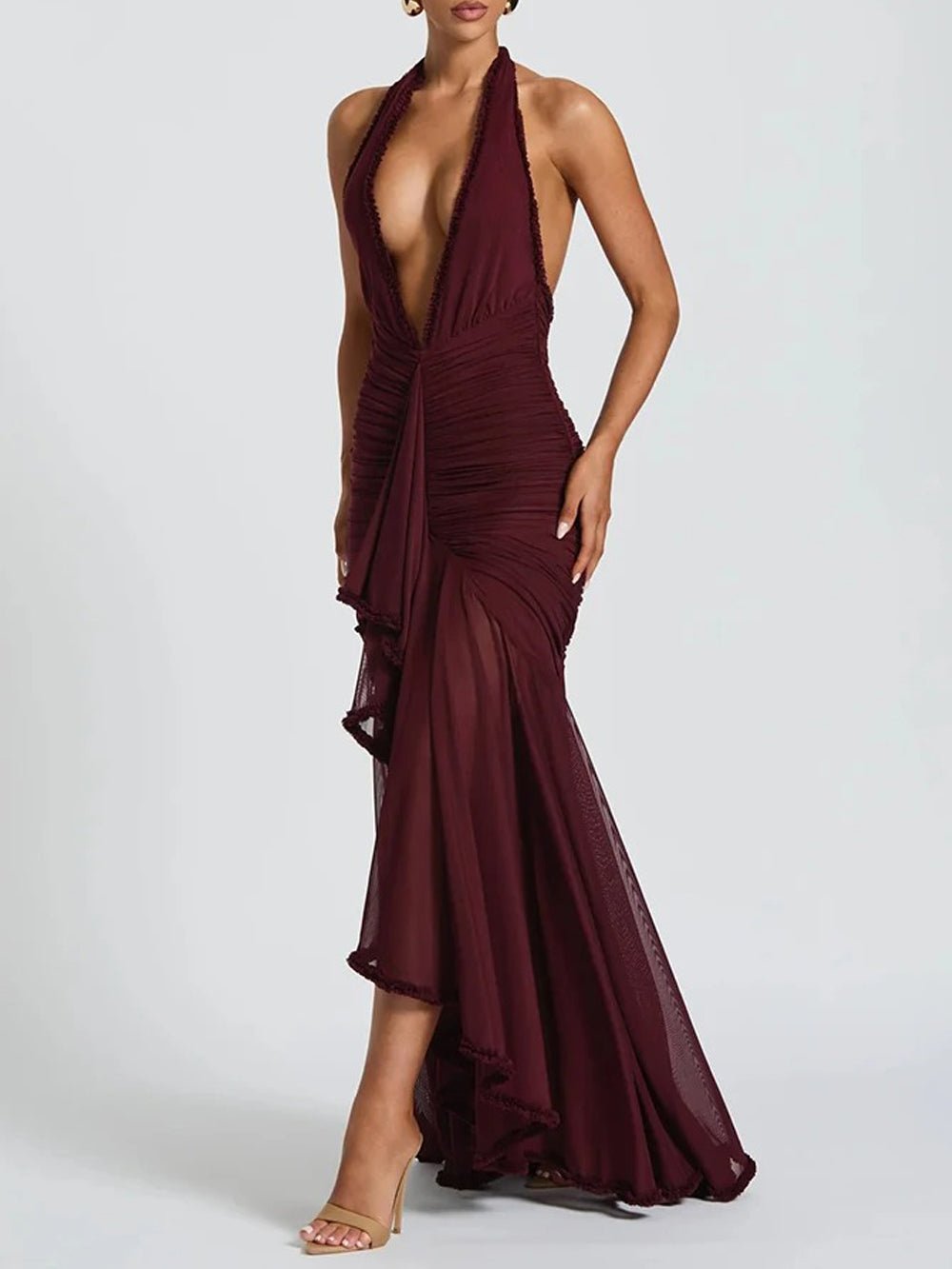 Viviana Halter Ruched Maxi Dress