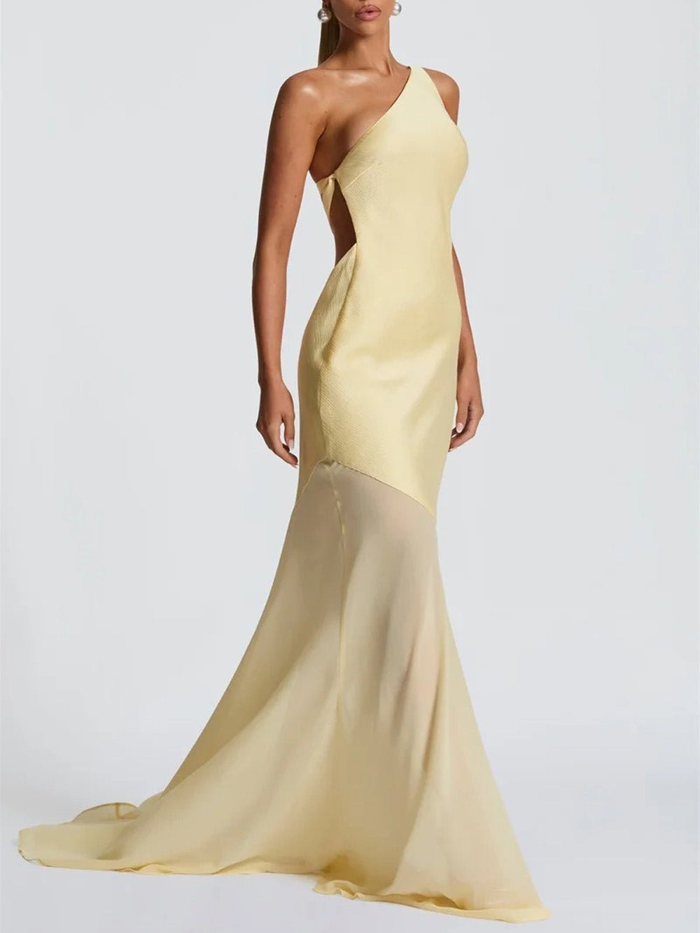 Vivienne One-Shoulder Mesh Maxi Dress