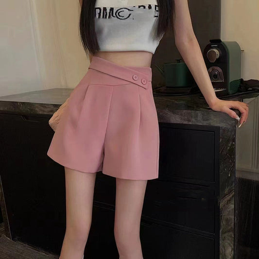 Asymmetric Waist High Rise Shorts
