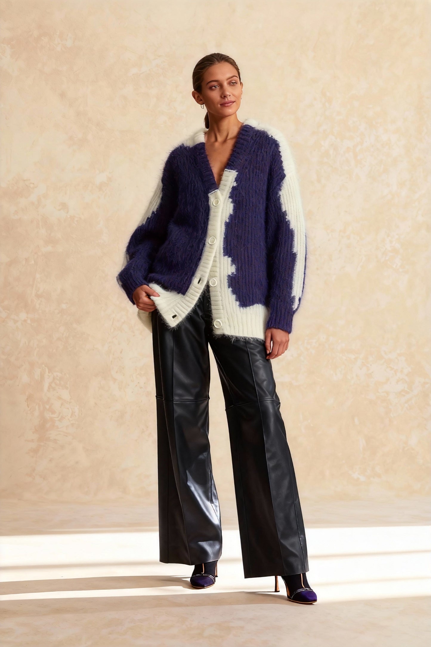 Ethereal New Casual Halffront Fleece Blend Long Sweater