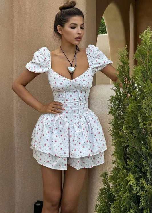 Am��lie Floral Puff Sleeve Mini Dress